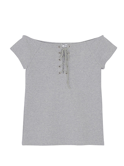 フロントレースアップオフショルTOPS