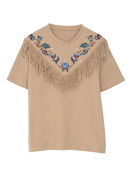 Flower Embroidery スタッズT-SH