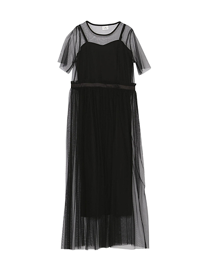 チュールレイヤードワンピース