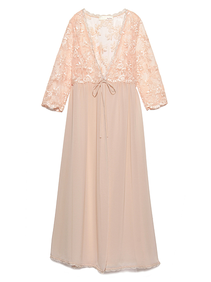 シフォン切替ロングガウン