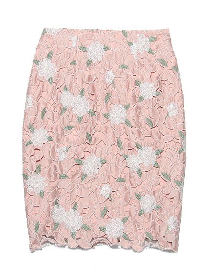 サテンレースタイトスカート