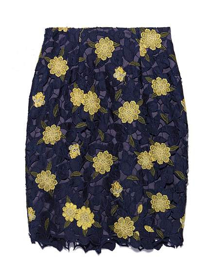 サテンレースタイトスカート