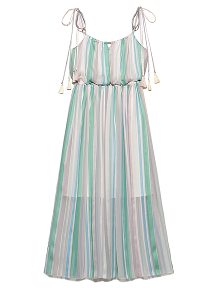 ストライプマキシワンピース