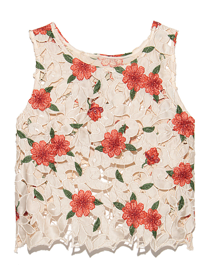 サテンレーストップス