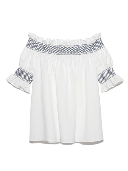 フリルオフショルトップス