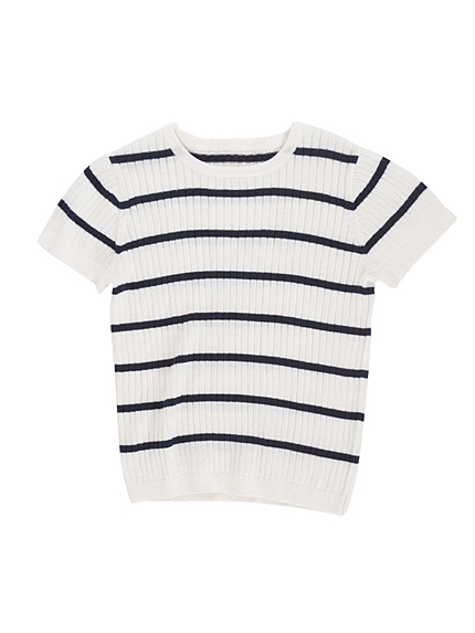 【Casual】ハーフスリーブリブニット