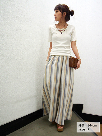 【Casual】テレコレースアップTee