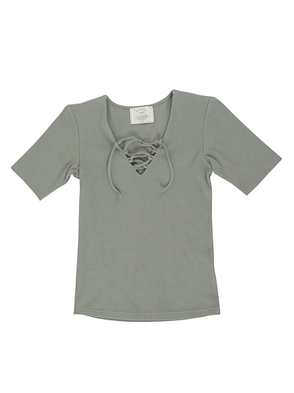 【Casual】テレコレースアップTee