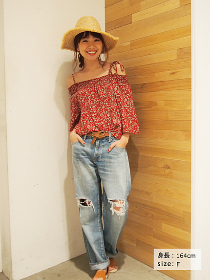 【Lady like】フラワーオフショルブラウス