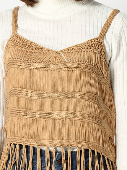 WEGO/ニットフリンジキャミソール