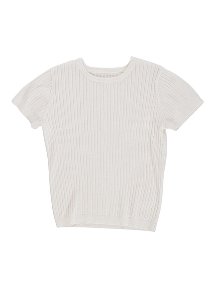 【Casual】ハーフスリーブリブニット