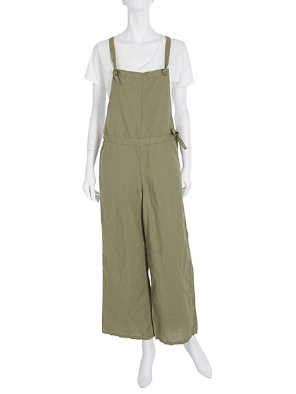 【Casual】リネン混デザインサロペット