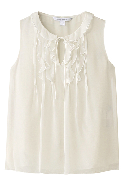 フリルノースリーブブラウス