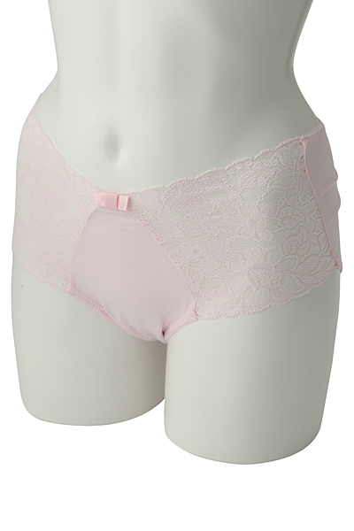 裏起毛レース ウエストＶカットコットンショーツ(ブルータグ)