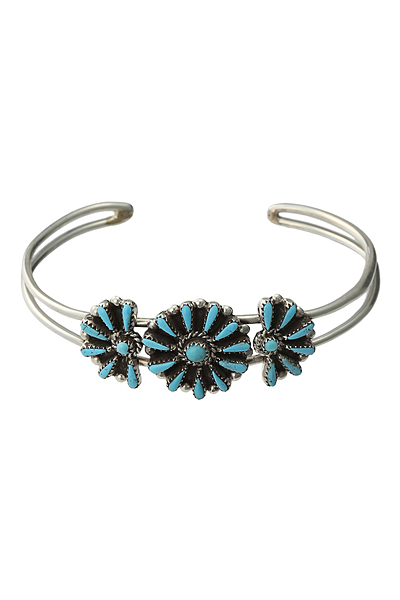 ターコイズ3フラワーバングル