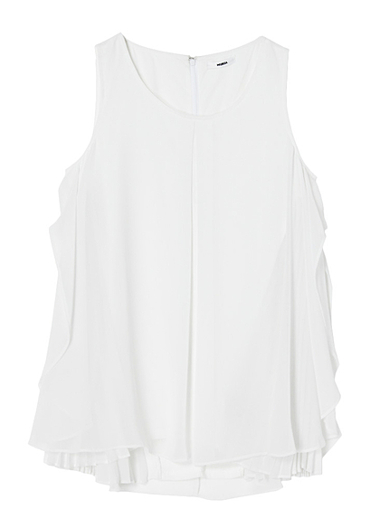 【FEMININE】サイドプリーツフレアシフォンタンクトップ