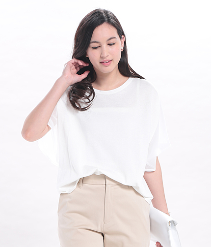 綿片畦×レースビックシルエットプルオーバー