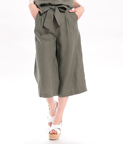 フレンチリネンタックガウチョパンツ