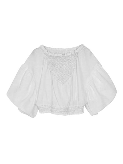 スモッキングボリュームブラウス