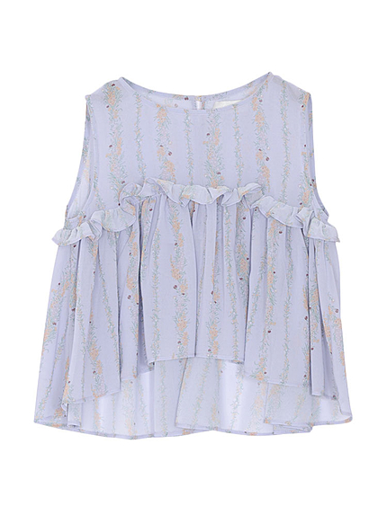 フラワーストライプブラウス