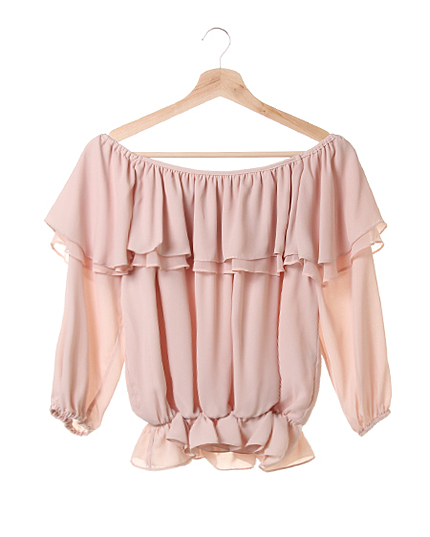 フリル衿ジョゼットオフショル／スモック（ＯＵＴＬＥＴ）