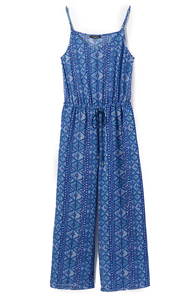 【navasana】強撚シフォン キリム柄プリントオールインワン