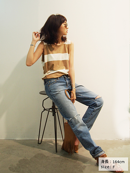 【Casual】ボーダーボックスタンク