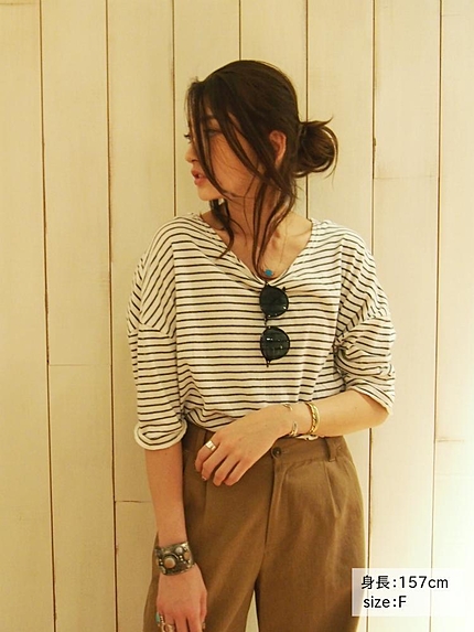 【Casual】ボーダールーズドルマンロンTee