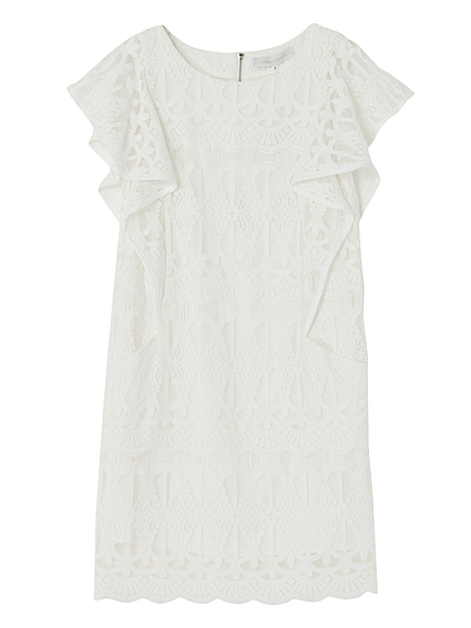 【DUO】 パネルレースラッフルワンピース