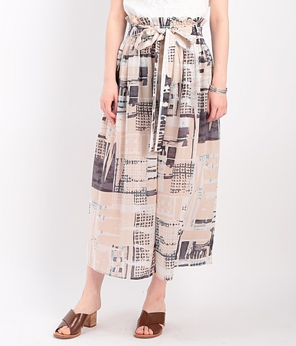 ブロックキカギャザーパンツ