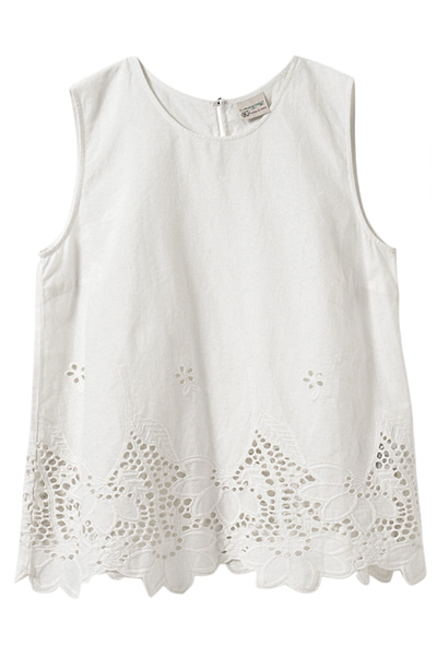 【navasana】キャンブリック片耳カットワーク刺繍ブラウス