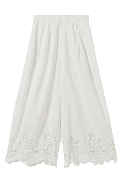 【navasana】キャンブリック片耳カットワーク刺繍パンツ