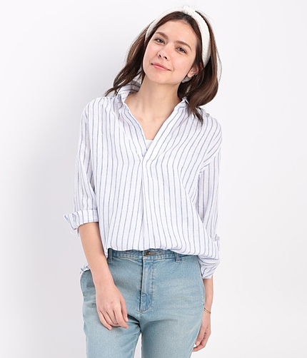 【FRENCH LINEN】スキッパーブラウス