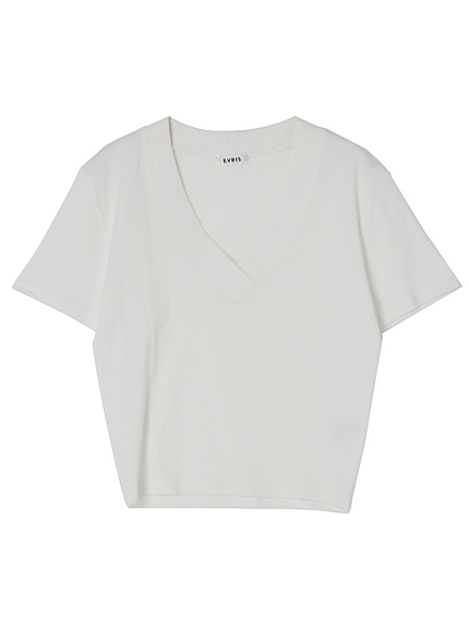 ワイドリブVネックTシャツ