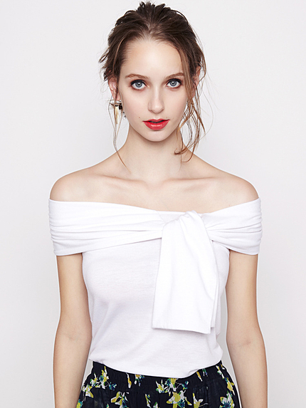 【FEMININE】リボンオフショルトップス