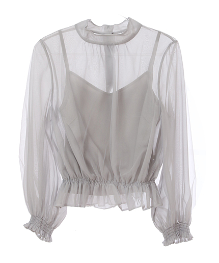 チュールボリュームブラウス