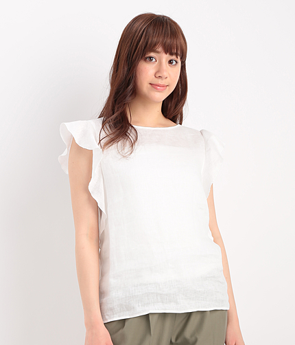 【French Linen】袖フリルシャツ