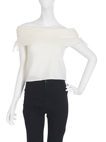 【se】サイドレースアップオフショルニット