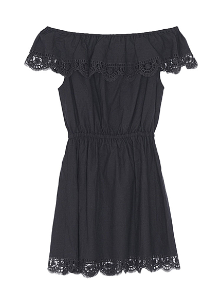 コットンオフショルレースワンピース