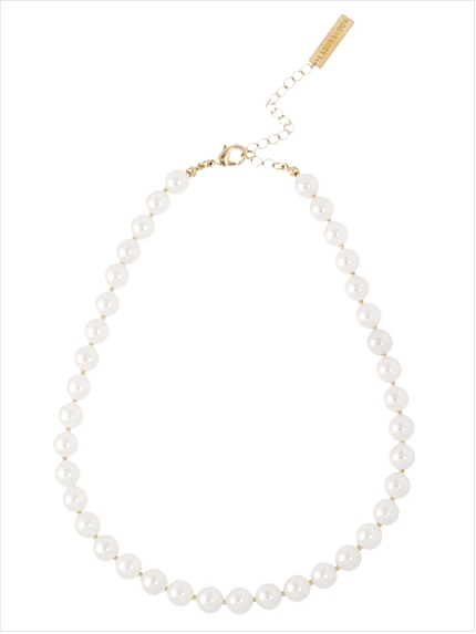 Goldビーズパールショートネックレス