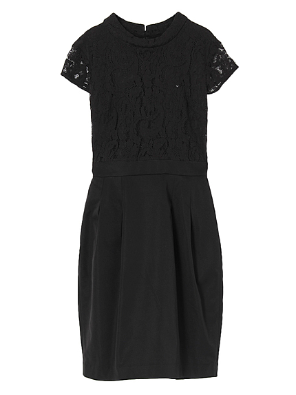 レースロールカラーワンピース