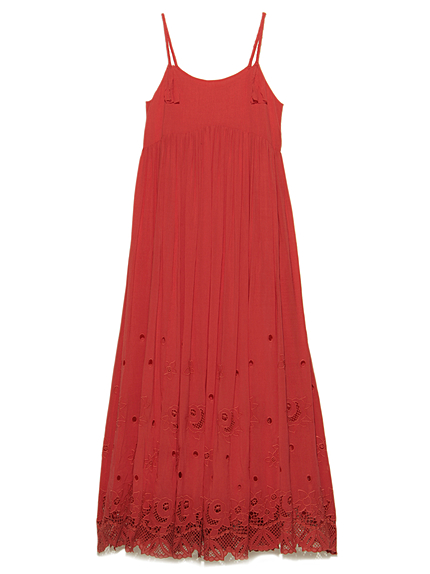 刺繍キャミロングワンピース