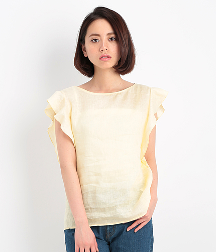 【French Linen】袖フリルシャツ