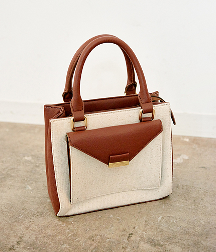 【2WAY】異素材コンビボックスショルダーバッグ