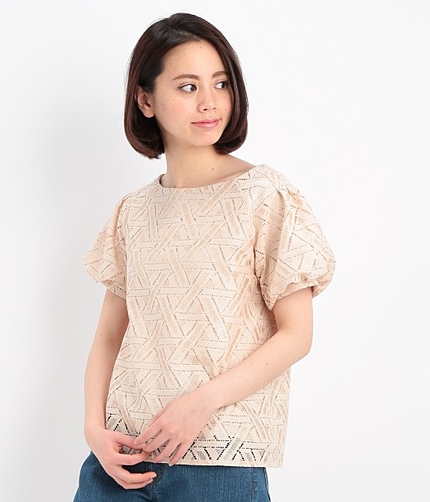 幾何レースタックスリーブプルオーバー