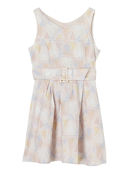 パウダーカラー幾何学ワンピース