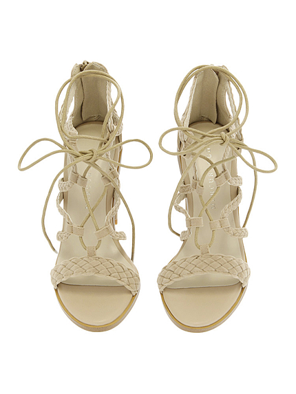 フェイクスエードレースアップサンダル