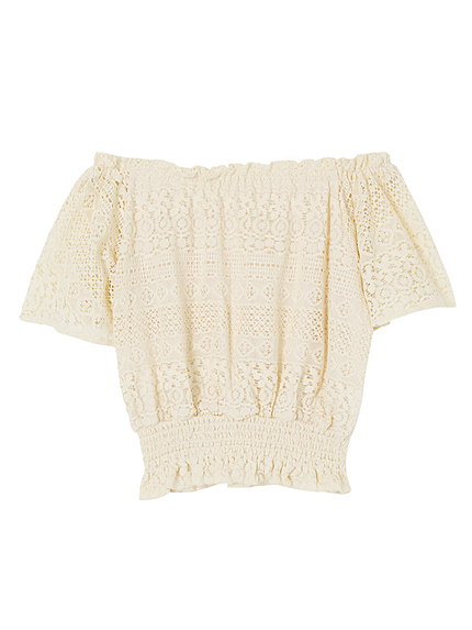 レースショート丈ブラウス