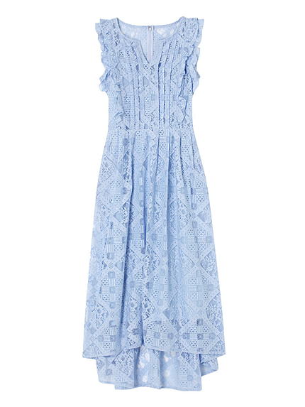 グラフィックレースフリルマキシワンピース