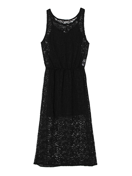 レースレイヤードロングワンピ